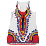 Red And White African Dashiki Print Women's Racerback Tank Top