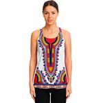 Red And White African Dashiki Print Women's Racerback Tank Top