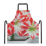 Red And White Amaryllis Print Apron
