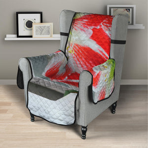 Red And White Amaryllis Print Armchair Protector