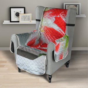 Red And White Amaryllis Print Armchair Protector