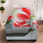 Red And White Amaryllis Print Armchair Slipcover