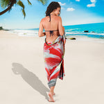 Red And White Amaryllis Print Beach Sarong Wrap