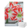 Red And White Amaryllis Print Blanket