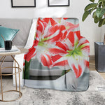 Red And White Amaryllis Print Blanket