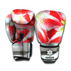 Red And White Amaryllis Print Boxing Gloves