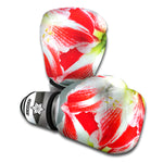 Red And White Amaryllis Print Boxing Gloves