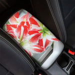 Red And White Amaryllis Print Car Center Console Cover