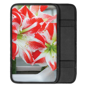 Red And White Amaryllis Print Car Center Console Cover