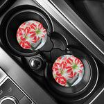 Red And White Amaryllis Print Car Coasters
