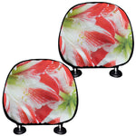 Red And White Amaryllis Print Car Headrest Covers