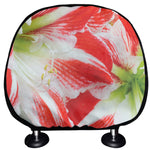 Red And White Amaryllis Print Car Headrest Covers