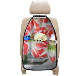 Red And White Amaryllis Print Car Seat Organizers
