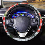 Red And White Amaryllis Print Car Steering Wheel Cover