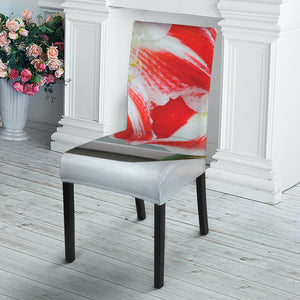 Red And White Amaryllis Print Dining Chair Slipcover