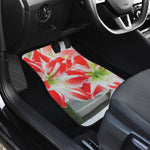 Red And White Amaryllis Print Front and Back Car Floor Mats