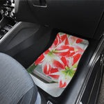 Red And White Amaryllis Print Front and Back Car Floor Mats