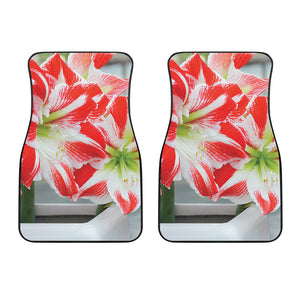 Red And White Amaryllis Print Front Car Floor Mats