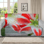 Red And White Amaryllis Print Futon Protector