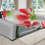 Red And White Amaryllis Print Futon Protector