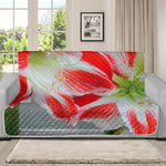 Red And White Amaryllis Print Futon Protector