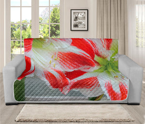 Red And White Amaryllis Print Futon Protector