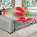 Red And White Amaryllis Print Futon Protector