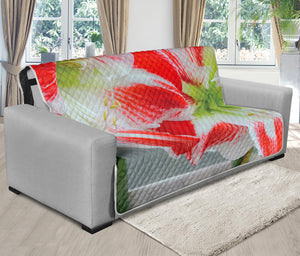 Red And White Amaryllis Print Futon Protector