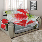 Red And White Amaryllis Print Half Sofa Protector