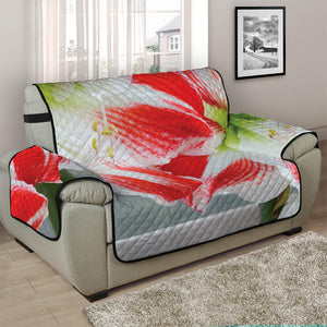 Red And White Amaryllis Print Half Sofa Protector