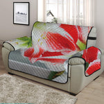 Red And White Amaryllis Print Half Sofa Protector