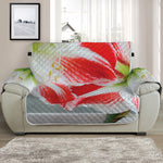 Red And White Amaryllis Print Half Sofa Protector