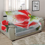 Red And White Amaryllis Print Half Sofa Protector