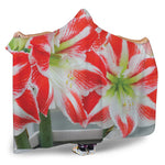 Red And White Amaryllis Print Hooded Blanket