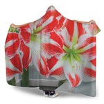 Red And White Amaryllis Print Hooded Blanket