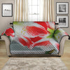 Red And White Amaryllis Print Loveseat Protector