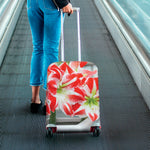 Red And White Amaryllis Print Luggage Cover