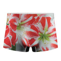 Red And White Amaryllis Print Men's Boxer Briefs