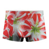 Red And White Amaryllis Print Men's Boxer Briefs