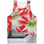 Red And White Amaryllis Print Men's Tank Top