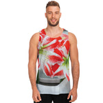 Red And White Amaryllis Print Men's Tank Top