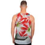 Red And White Amaryllis Print Men's Tank Top