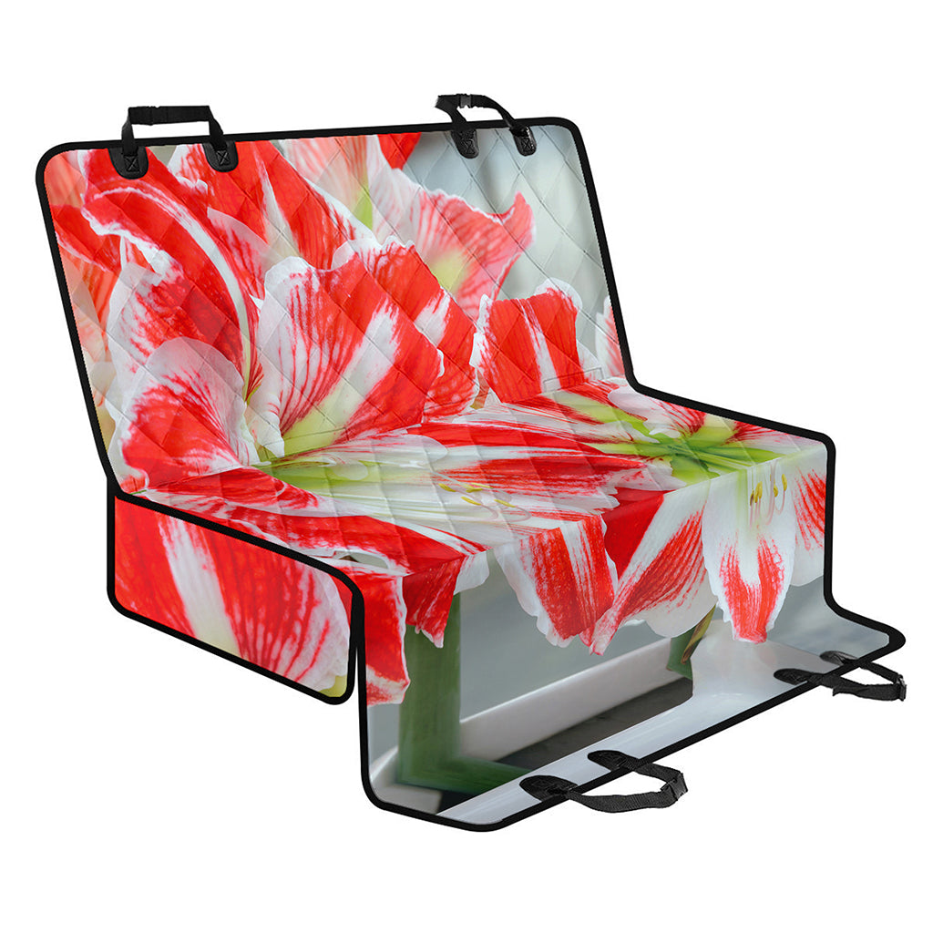 Red And White Amaryllis Print Pet Car Back Seat Cover