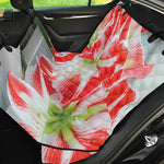 Red And White Amaryllis Print Pet Car Back Seat Cover