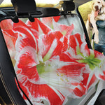 Red And White Amaryllis Print Pet Car Back Seat Cover