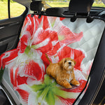 Red And White Amaryllis Print Pet Car Back Seat Cover