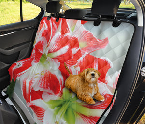 Red And White Amaryllis Print Pet Car Back Seat Cover