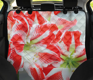 Red And White Amaryllis Print Pet Car Back Seat Cover