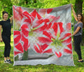 Red And White Amaryllis Print Quilt