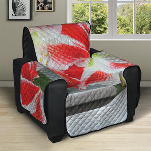 Red And White Amaryllis Print Recliner Protector